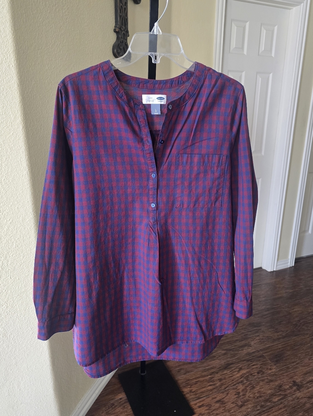 Old Navy  Check Long-Sleeve Button Henley Shirt